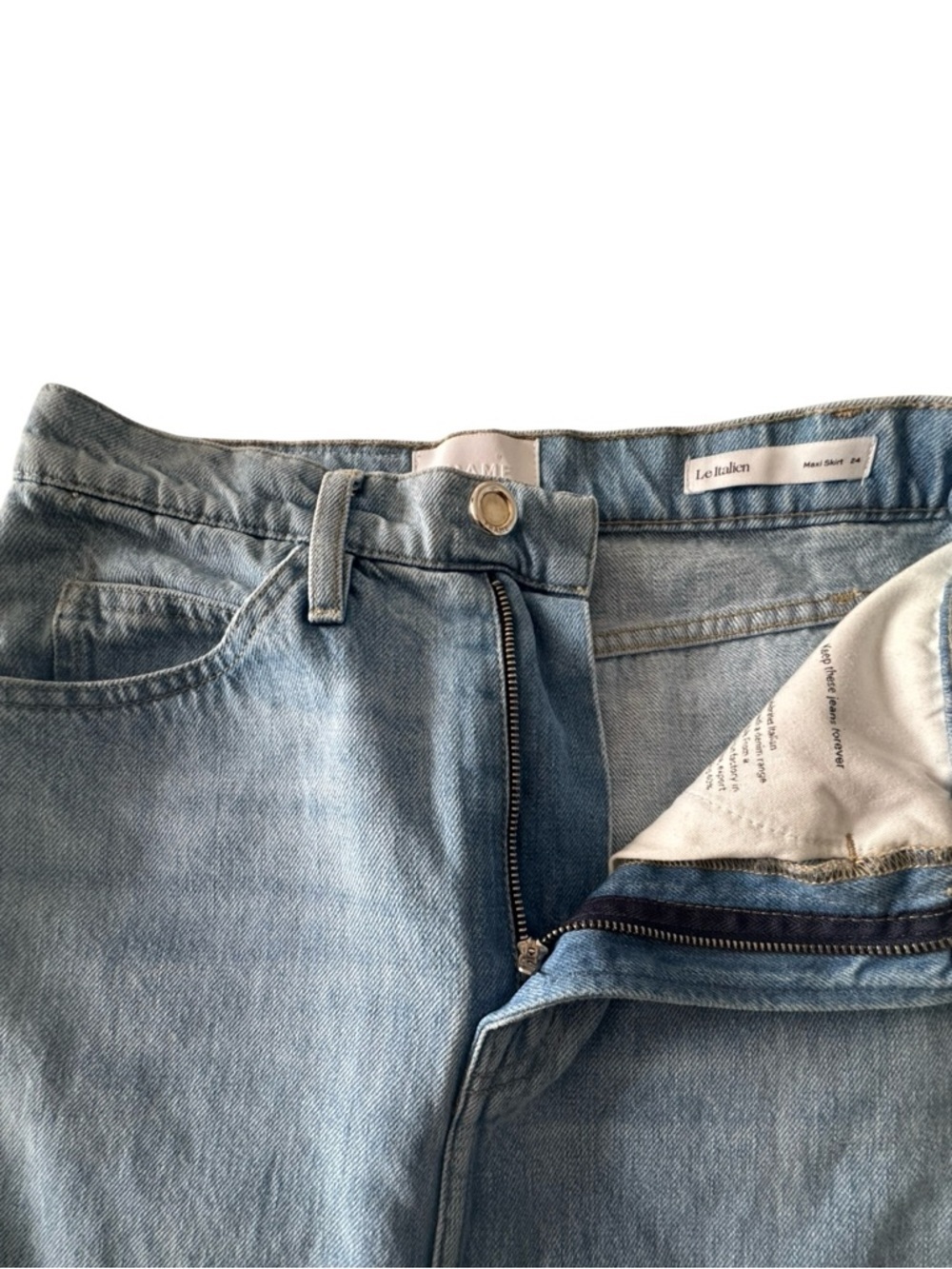FRAME Le Italien Blue Denim Maxi Skirt - Picture 9 of 9